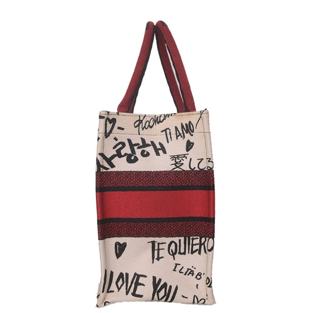 ♥️Dior Book White Black Red Medium Cotton Tote ♥️ - Picture 2 of 13